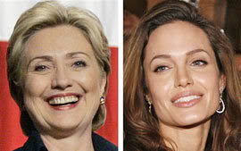 Primos: Barack Obama e Brad Pitt / Hillary Clinton e Angelina Jolie