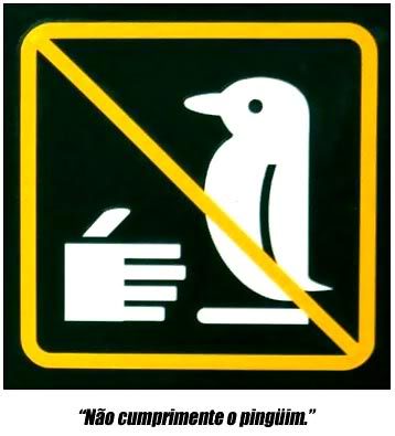 Placas Bizarras: Não Cumprimente o Pingüim