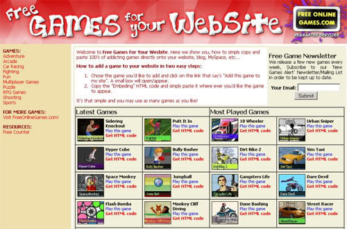 Free Games for yout Website