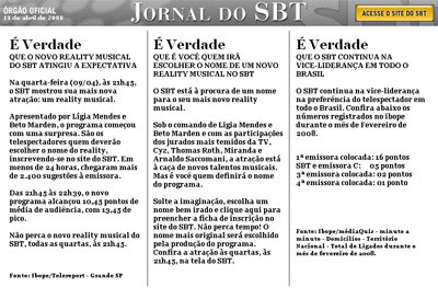 Televisão: Novos Ídolos no SBT Começa sem Nome