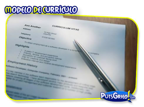 Emprego: Modelo de Currículo Profissional (Curriculum Vitae)