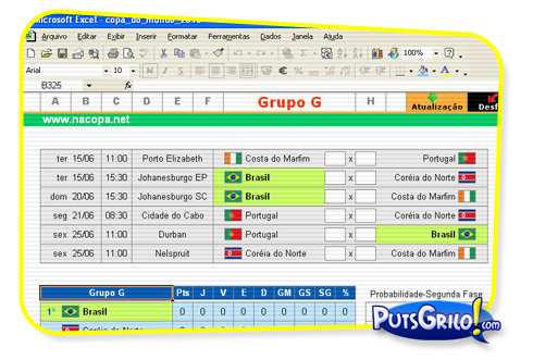Copa do Mundo 2010: Baixar Tabela para Download