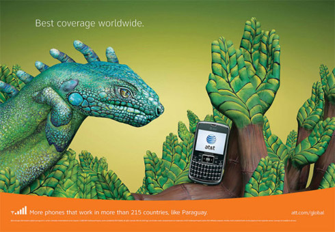 Propagandas da AT&T em Pinturas de Mãos