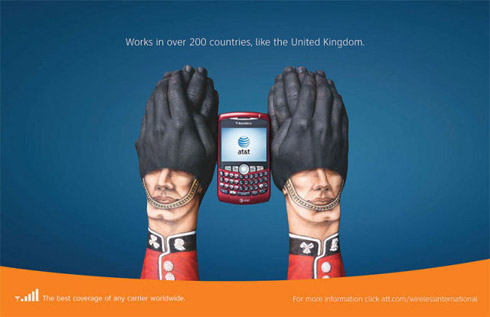 Propagandas da AT&T em Pinturas de Mãos