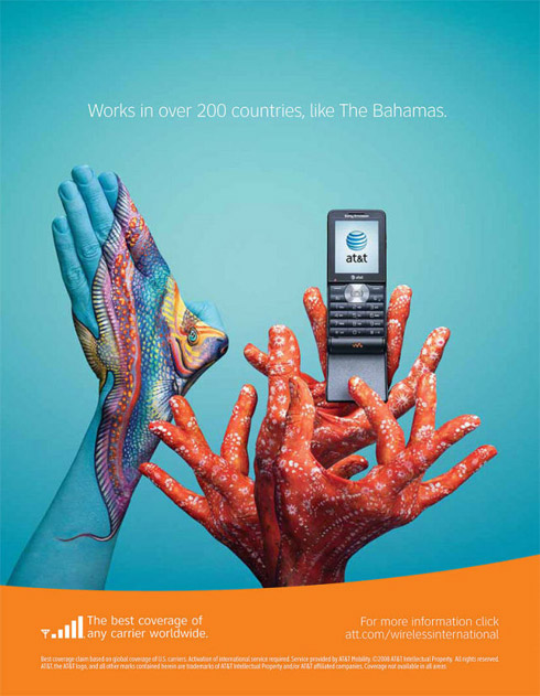 Propagandas da AT&T em Pinturas de Mãos