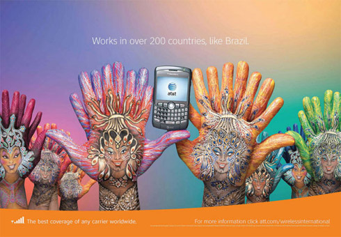 Propagandas da AT&T em Pinturas de Mãos