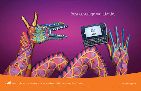 Propagandas da AT&T em Pinturas de Mãos