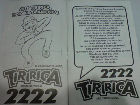 Eleições 2010: Tiririca e sua Cartilha