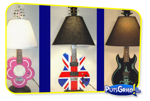 Luminárias e Abajures Feitos com Guitarras
