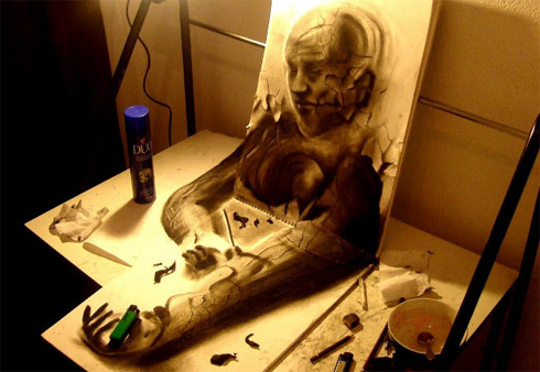 Arte em 3D Feita a Lápis