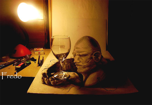 Arte em 3D Feita a Lápis
