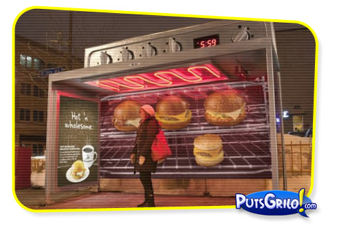 Propaganda de Lanchonetes em Parada de Ônibus Aquece Usuário