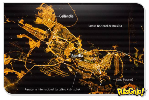 Imagem Curiosa: Brasília Vista do Espaço à Noite