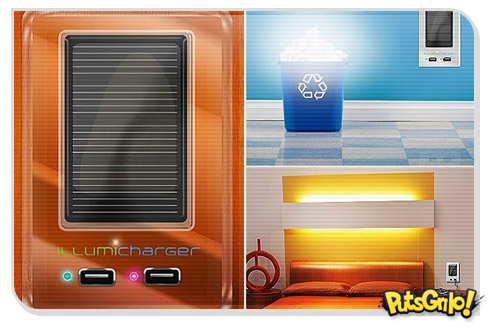 Carregador USB armazena energia da luz de lâmpadas