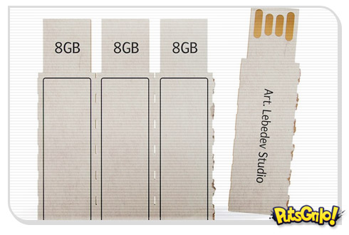 Pen drive descartável feito de papelão