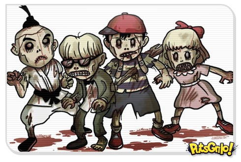 Personagens de video game como zumbis