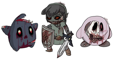 Personagens de video game como zumbis