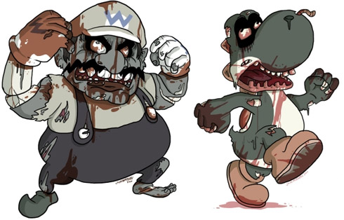 Personagens de video game como zumbis
