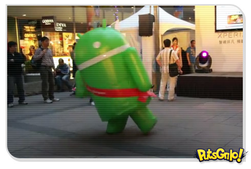 Mascote do Android em dança rave