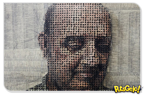 Retratos em 3D feitos de parafusos