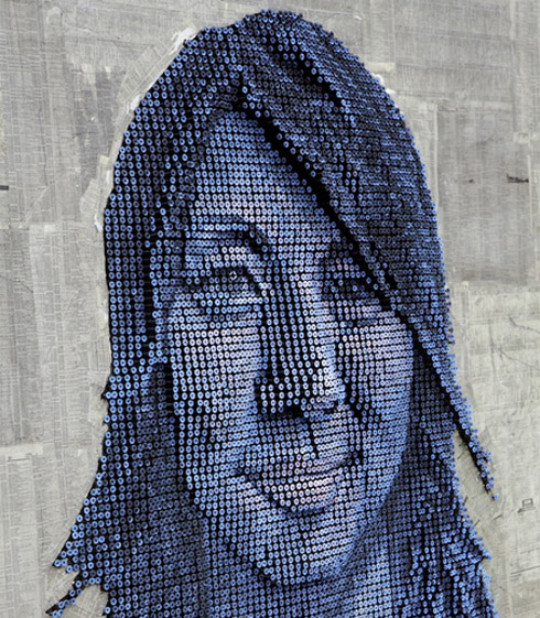 Retratos em 3D feitos de parafusos