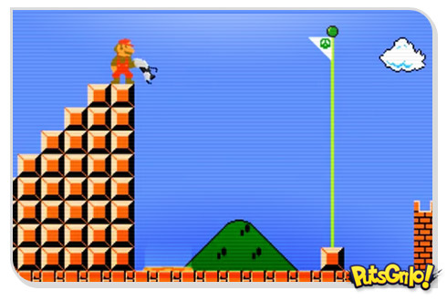 Super Mario com a arma de Portal 2