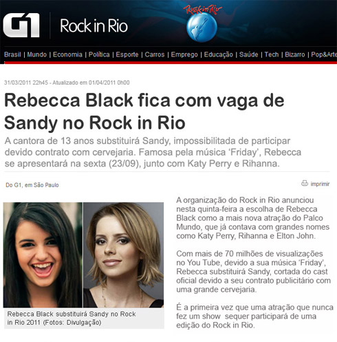 Rock in Rio 2011: Rebecca Black confirmada!