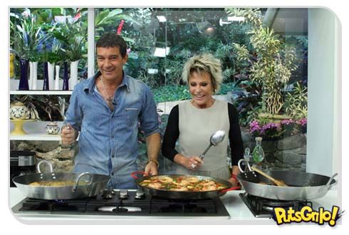 Antonio Banderas cozinhando no Programa Mais Você