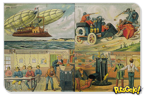 Ilustrações do futuro no ano 2000 imaginado em 1910