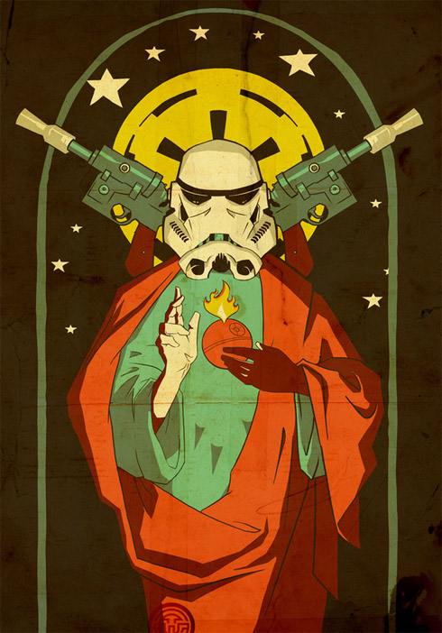 Personagens de Guerra nas Estrelas em imagens sagradas