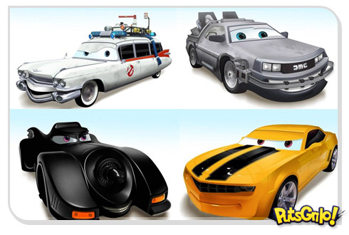 Carros famosos do cinema em versões Pixar