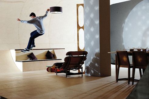 casa em forma de pista de skate