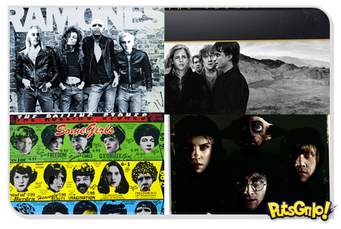 Capas de discos clássicos de rock em versões Harry Potter