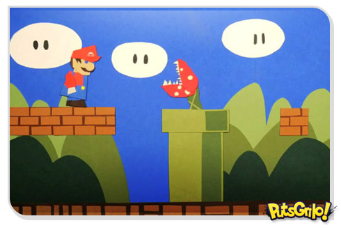 Super Mario em animação stop motion feita de papel