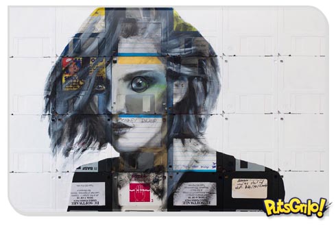 Artista inglês usa disquetes como tela para suas pinturas
