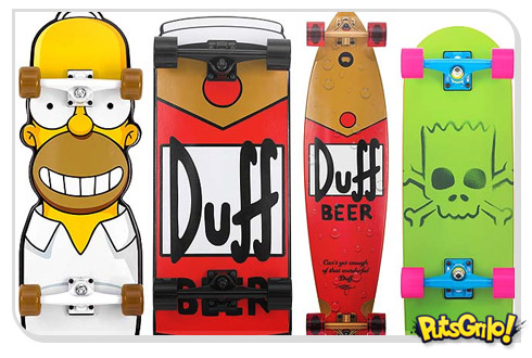 Os Simpsons pintados em skates