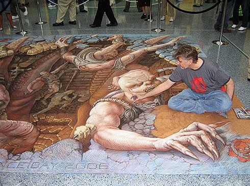 Incríveis pinturas em 3D de Julian Beever Incríveis pinturas em 3D de Julian Beever