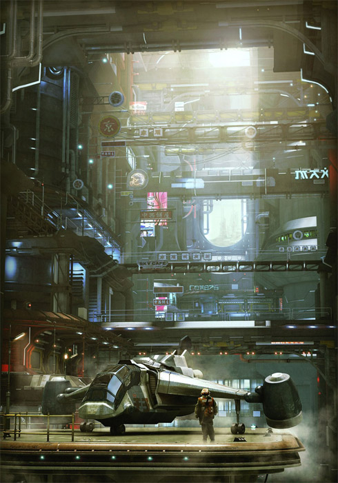 Ilustrações de cidades futuristas por Stefan Morrel