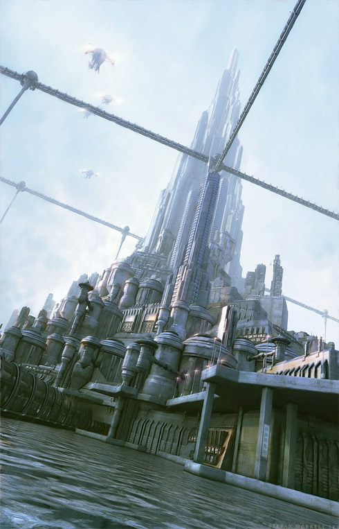 Ilustrações de cidades futuristas por Stefan Morrel