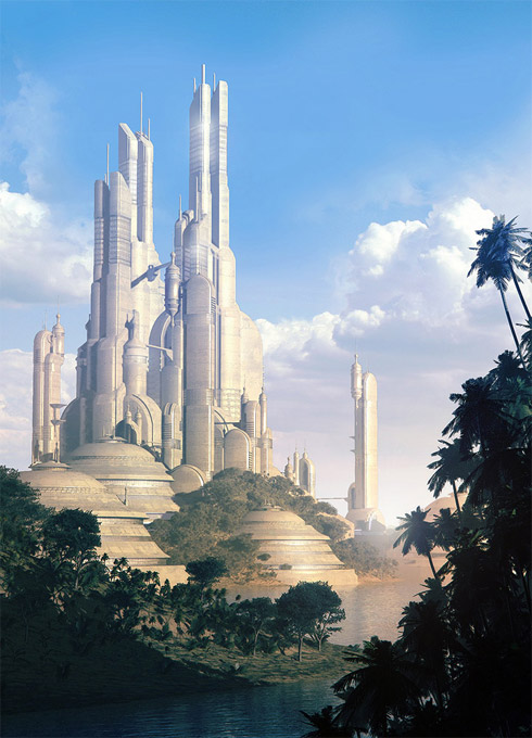 Ilustrações de cidades futuristas por Stefan Morrel