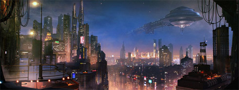 Ilustrações de cidades futuristas por Stefan Morrel