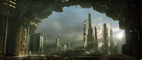 Ilustrações de cidades futuristas por Stefan Morrel