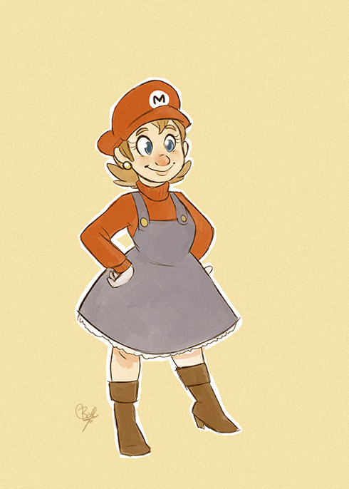 Personagens de Super Mario com gêneros trocados