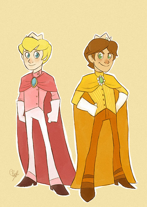 Personagens de Super Mario com gêneros trocados