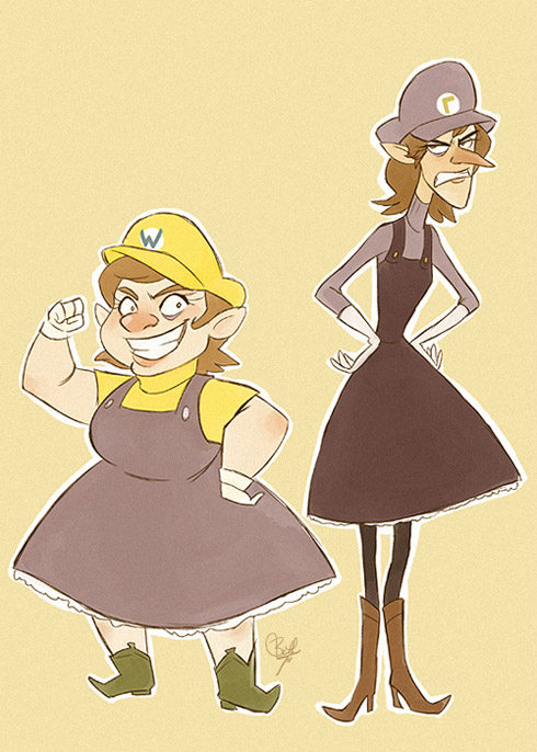 Personagens de Super Mario com gêneros trocados