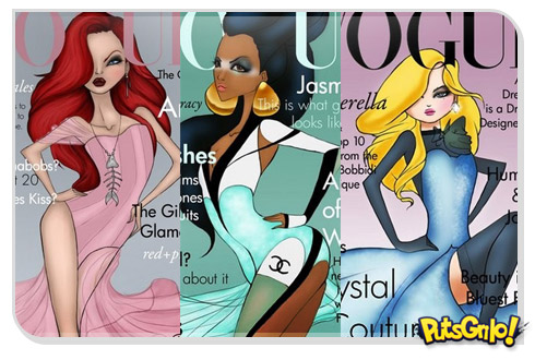 Princesas da Disney em ilustrações na capa da Vogue