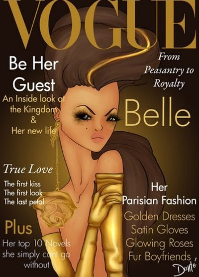 Princesas da Disney em ilustrações na capa da Vogue