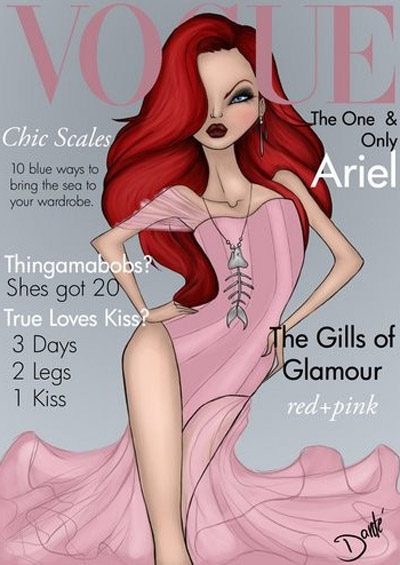 Princesas da Disney em ilustrações na capa da Vogue