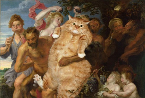 Gatos invadem pinturas clássicas