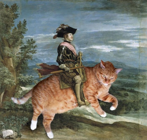 Gatos invadem pinturas clássicas